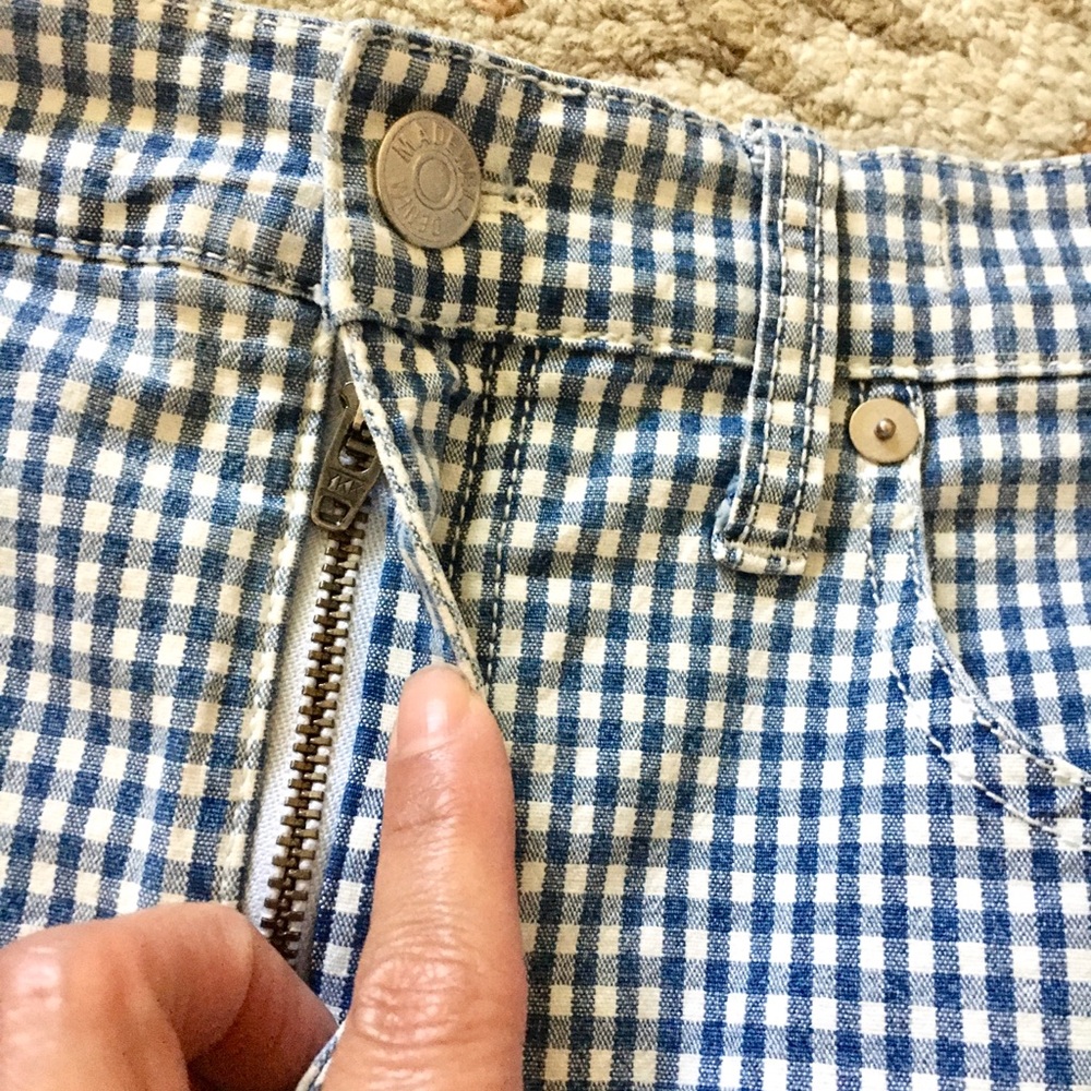 Madewell high rise denim blue white gingham short size 27 - Picture 4 of 8